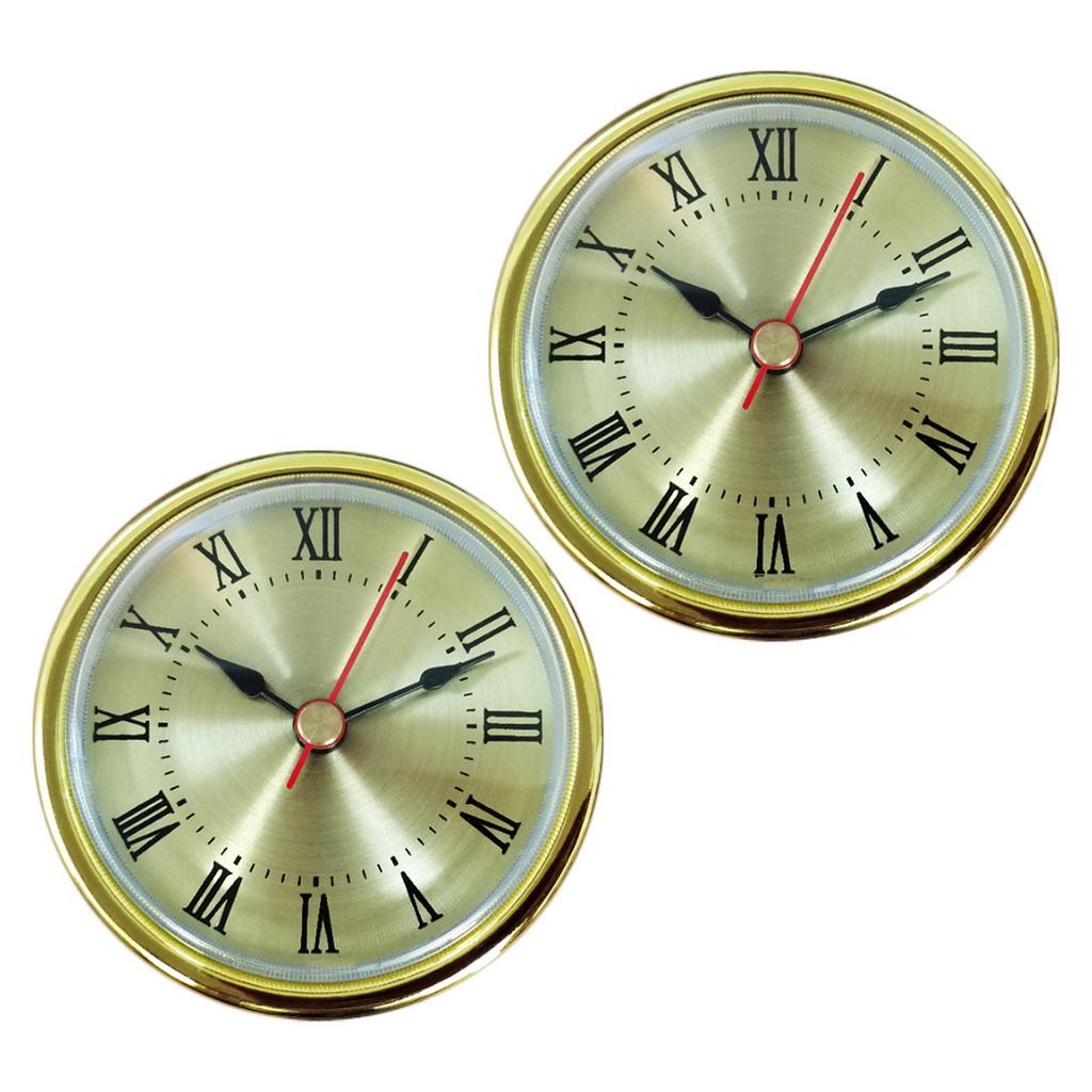 2Pcs Elegant 65MM Quartzs Clock Insert for DIY Repair with Roman/Arabic Numerals and Gold Silver Trim for Clock Creation