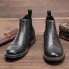 Męskie buty Chelsea Moda Retro Męskie Skórzane Buty Brogsy Botki
