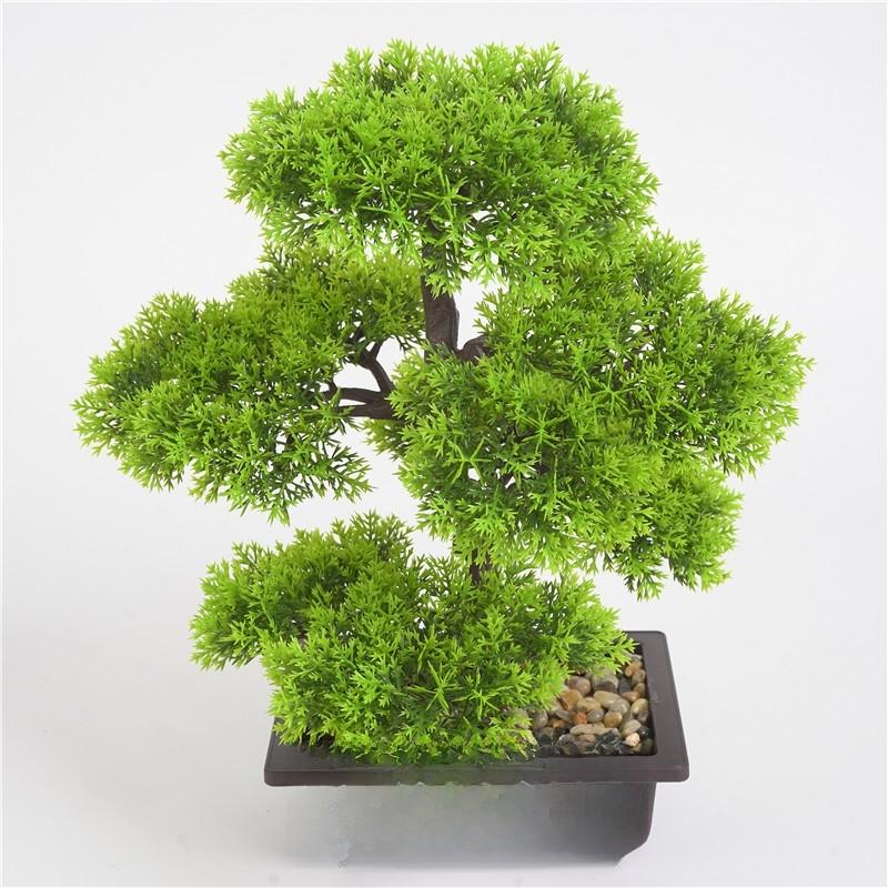 Artificial Pine Bonsai Tree With Pot For Office Decor And Indoor Greenery