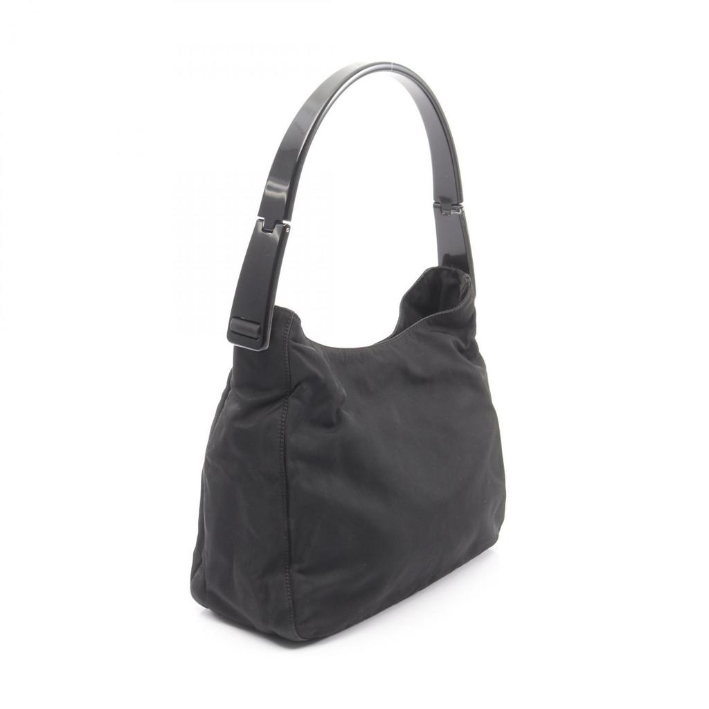 Used PRADA plastic handle Shoulder Bag Nylon Black Used Women