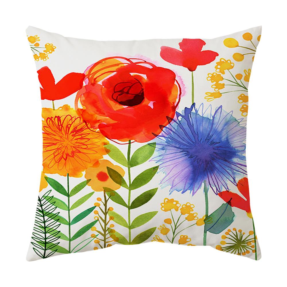 Pillow Flower Plant Print Pillow Case Bedside Cushion Home Fabric Sofa Cushion