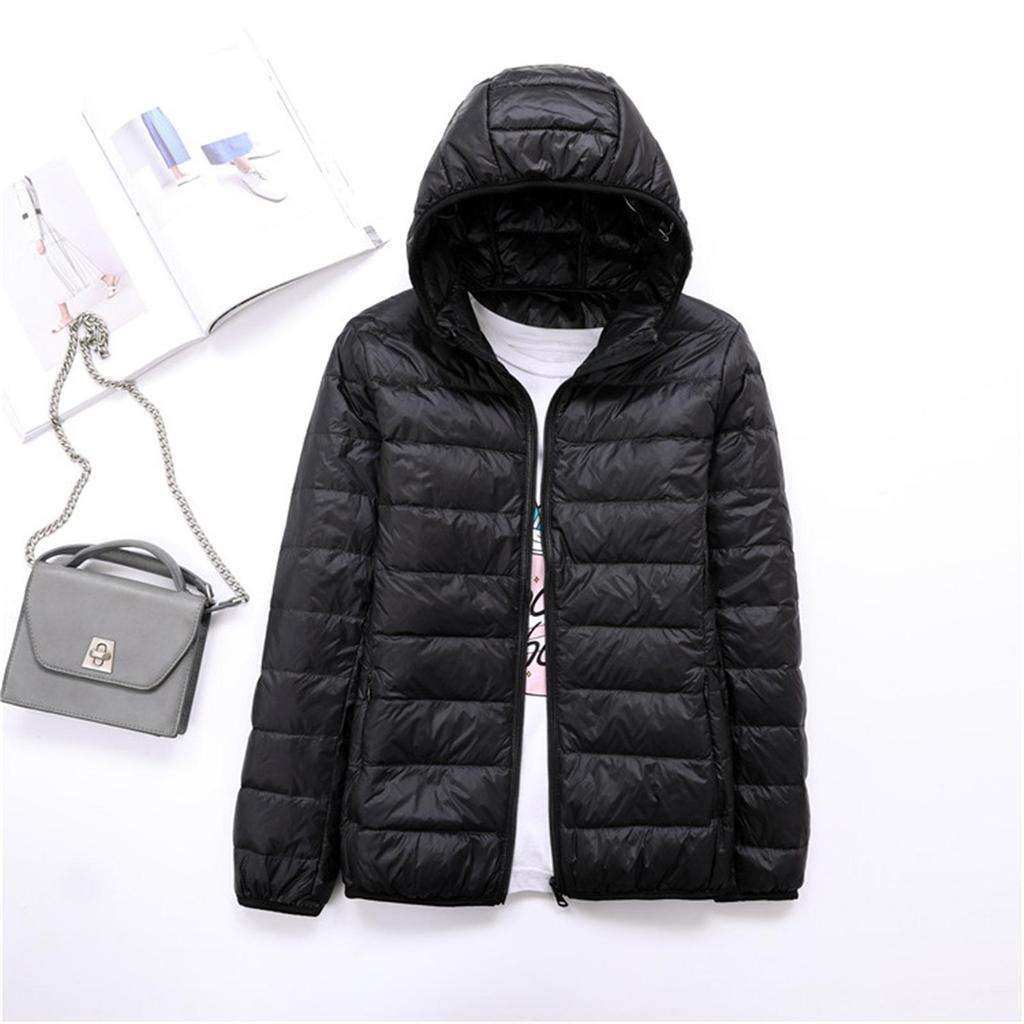 Women's Lightweight Hooded Down Jacket - Winter Collection, Plus Size Available