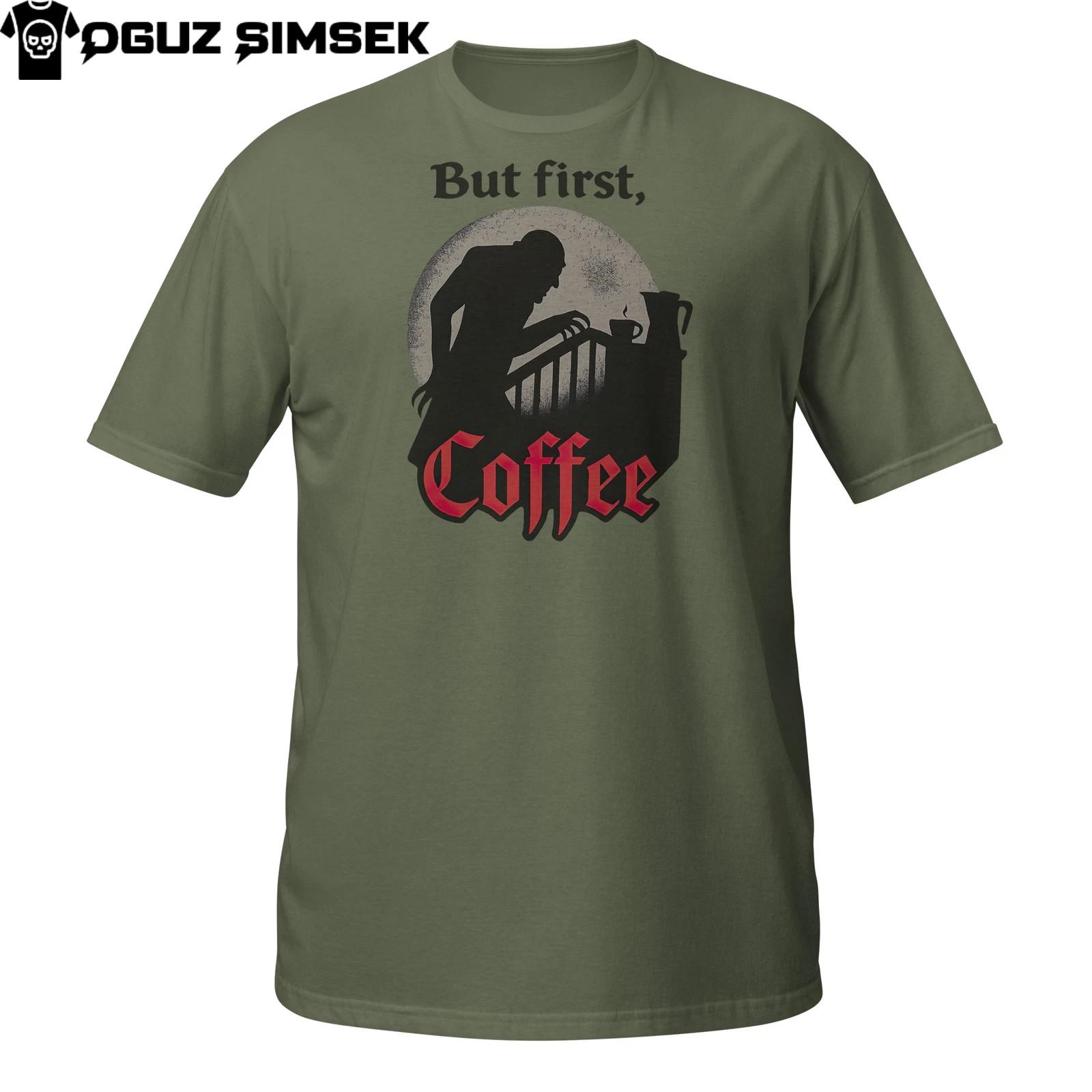 Funny Gothic Coffee T-Shirt Mens Womens Tees Top | Vampire Morning Humor Tee | Dark Roast Lover Gift 2XL