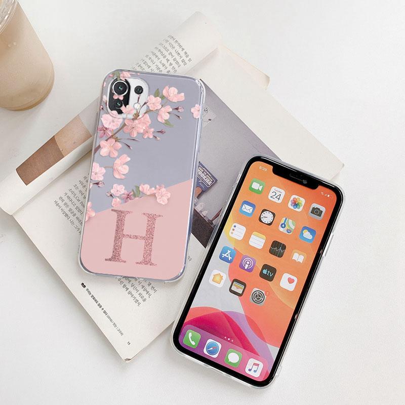 Flowers Letter Case For Xiaomi Mi 11 Lite Mi11 Lite NE Clear tpu Silicone Covers For Xiaomi 15T 14T 13T 12T 11T 10T Pro Alphabet