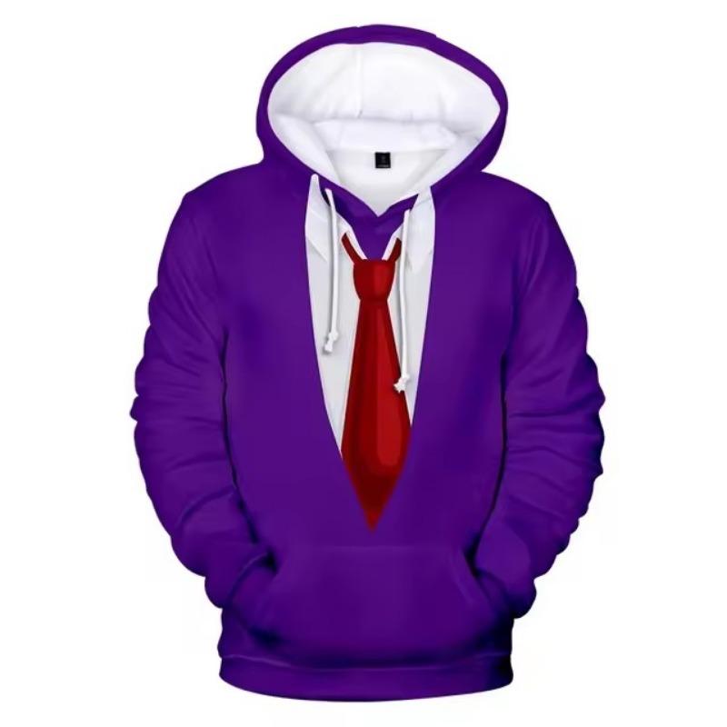 Fashion 3D Tailcoat with Bow Print Hooded Sweatshirt Loose Hooded Sweatshirt Street Role-playing Casual Men's Pullover