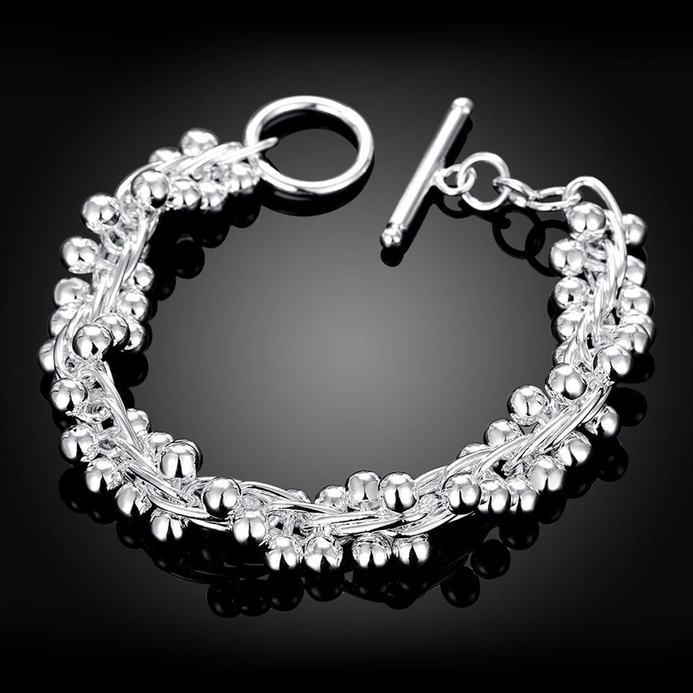 Bracelet de perles de raisin lisses, bijoux fantaisie en argent 925