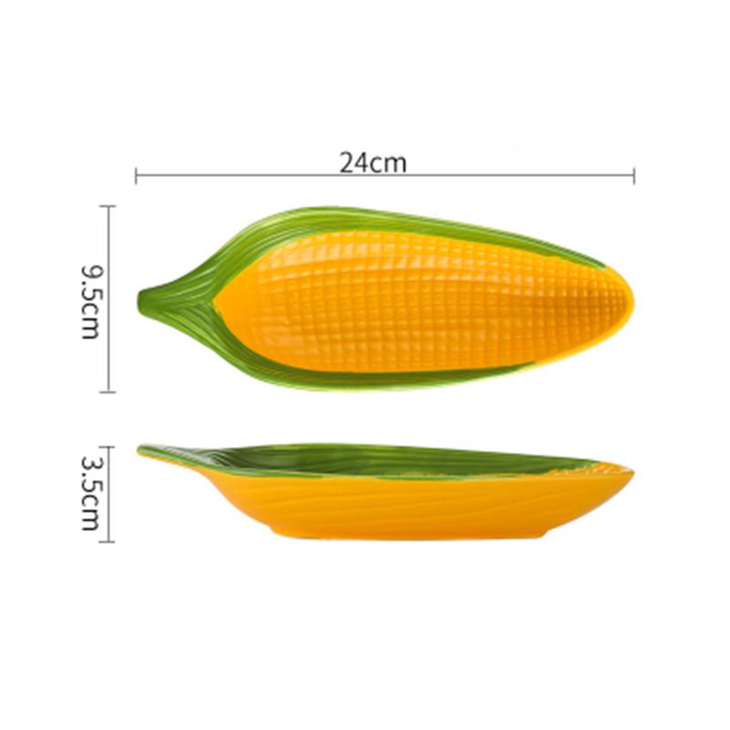 Creative Ceramic Plate Cute Corn Shape Hand-Painted Relief Living Room Restaurant Homehold Dinnerware Fruit Snacks Nuts Plates