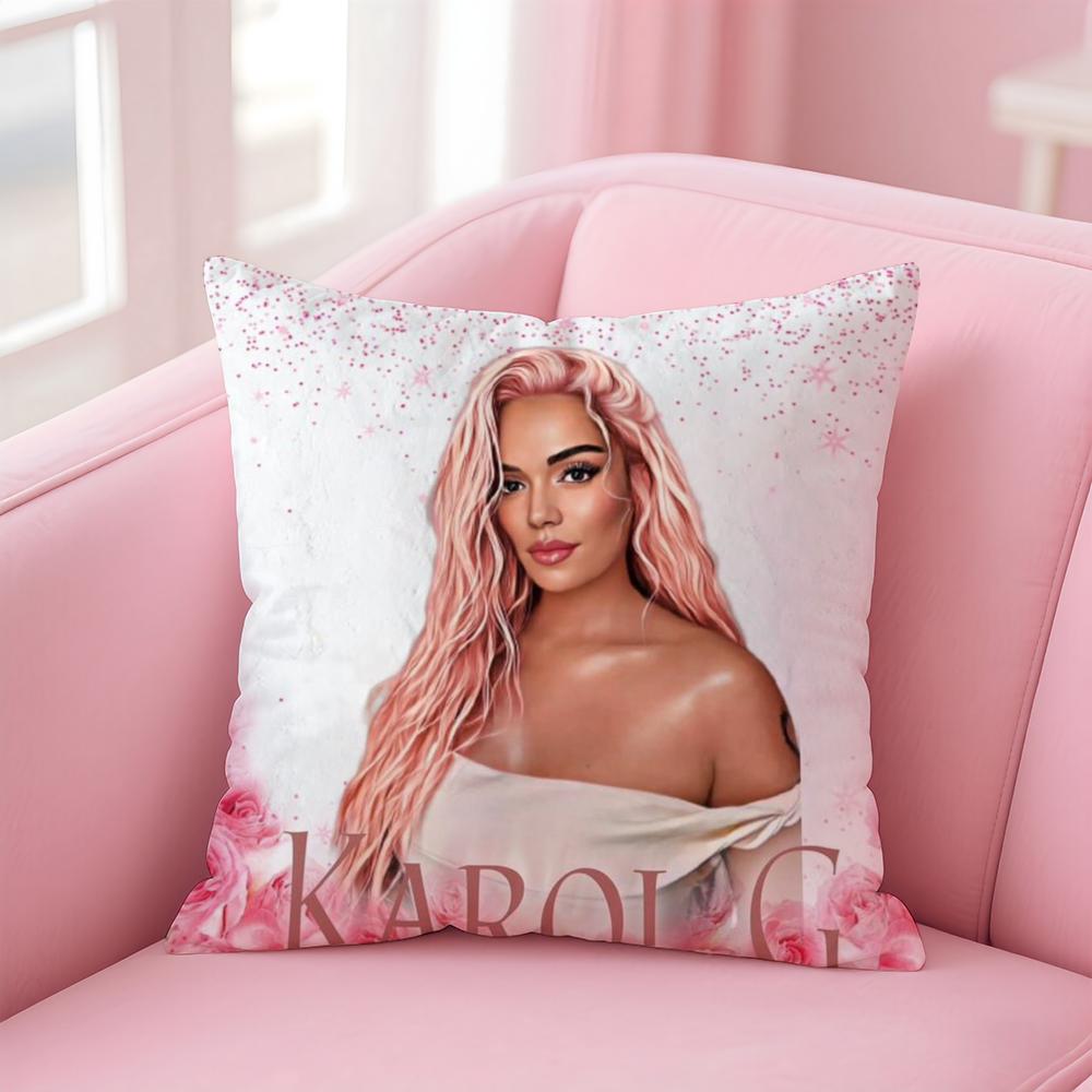 Singer Album KKAROL G Cushion Cover Pillow Case Soft Friendly Fabric Concealed Zipper