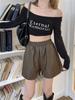 High Waist Plus Size PU Leather A-Line Shorts for Women - Autumn Casual Booty Fit