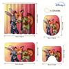 Disney Zootopia Movie Bathroom Accessories Set, 4 Pieces Waterproof Polyester Shower Curtain with Rings, Trendy Decor