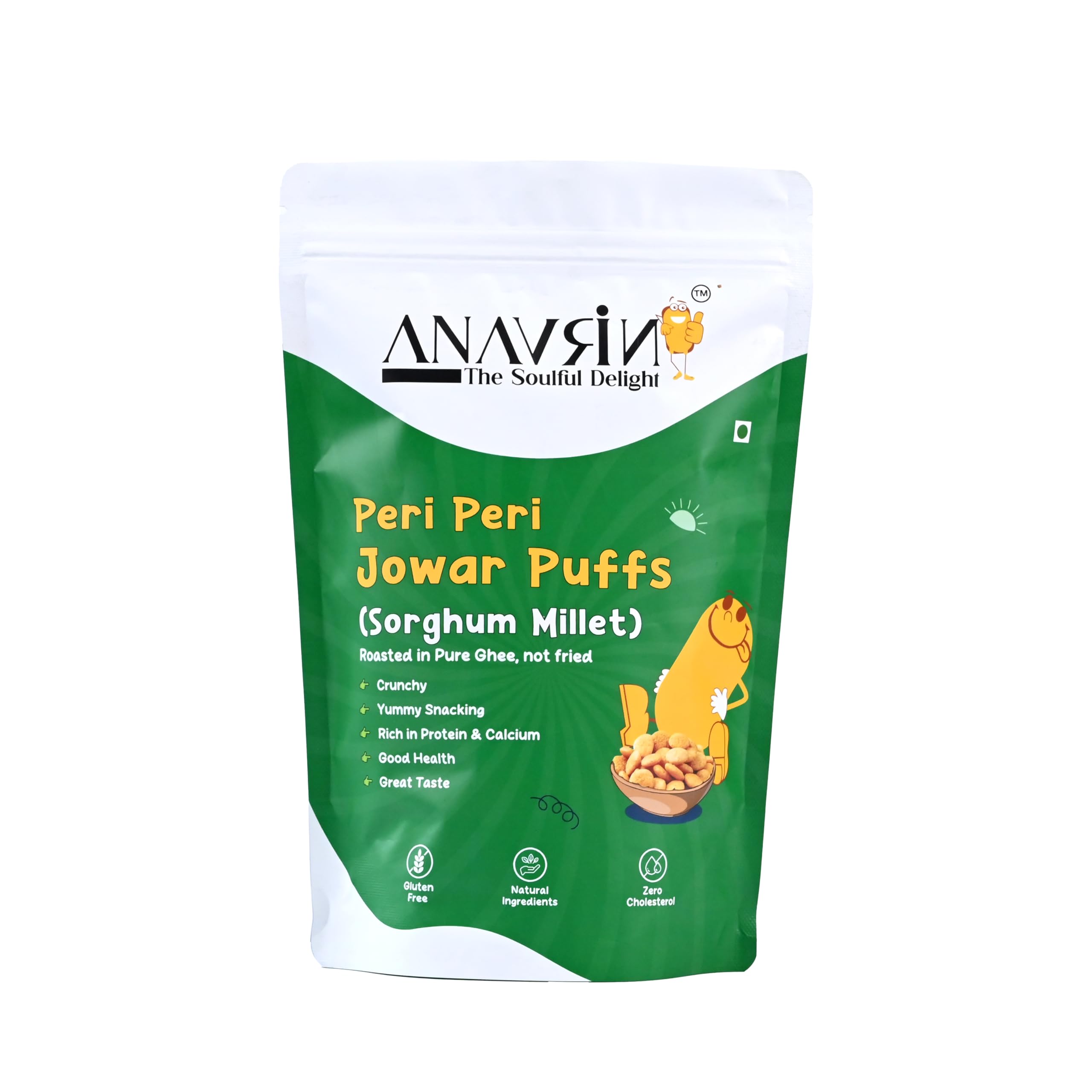 

ANAVRIN Peri Peri Jowar Puffs, 120gm | Roasted, Not Fried | High Protein & Calcium | Millet Puffed Snacks | Gluten Free, Zero Cholesterol | Crunc