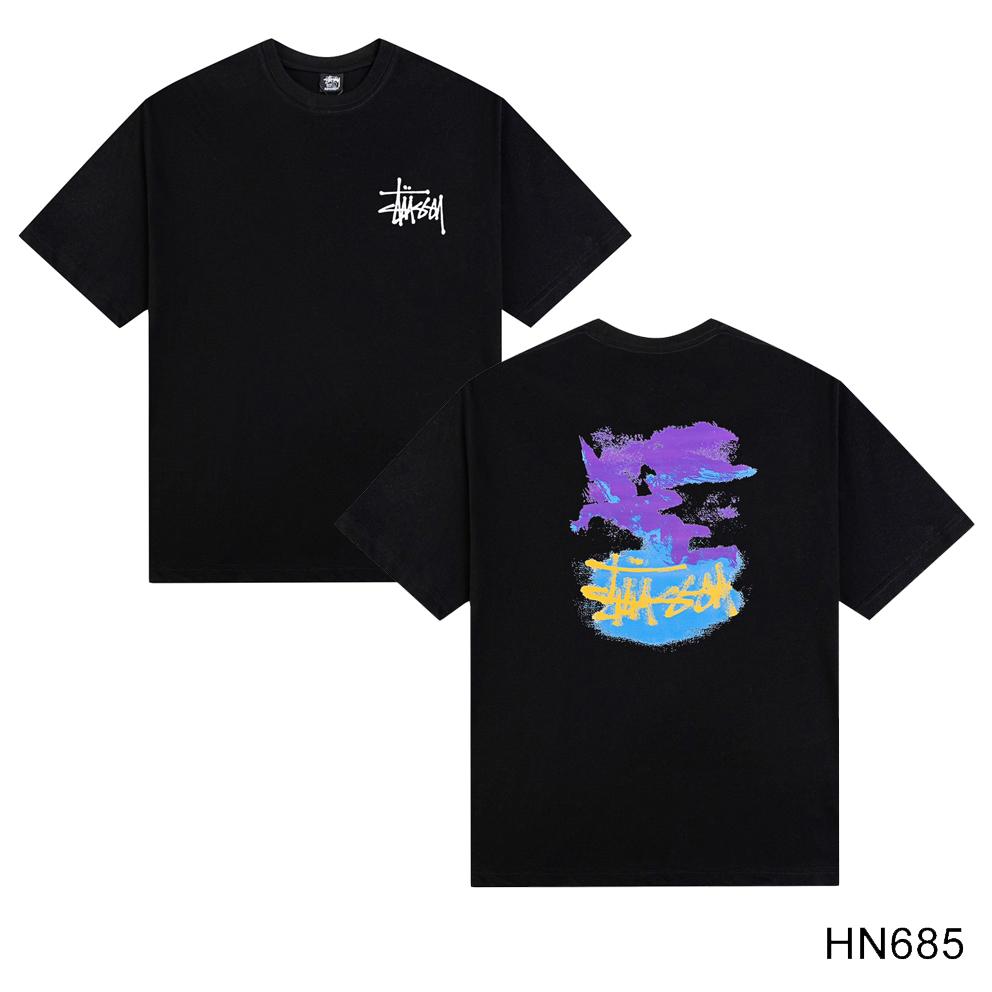 Stussy 2025 Sommer Neues Hochwertiges Rundhals-T-Shirt aus Baumwolle für Männer und Frauen Klassisches Logo mit neuem Musterdruck Paar-T-Shirt