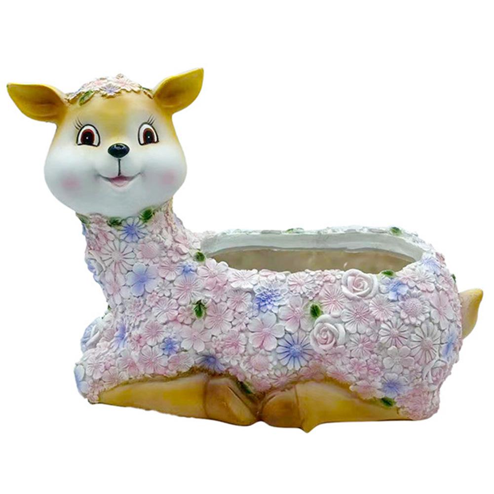 

Cartoon Deer Flower Pot Resin Deer Succulent Plant Pot Creative Deer Statue Flowerpot for Garden Yard Decor олений