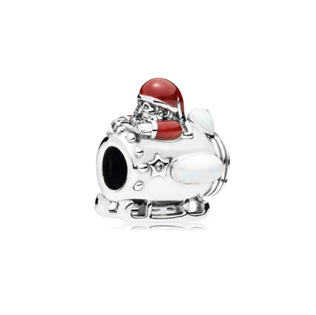 NEW Sparkling Red Series Charm Bead Clip Fit Original Silver Bracelet DIY Jewelry Christmas Gift Reindeer Motorcycle Dangle