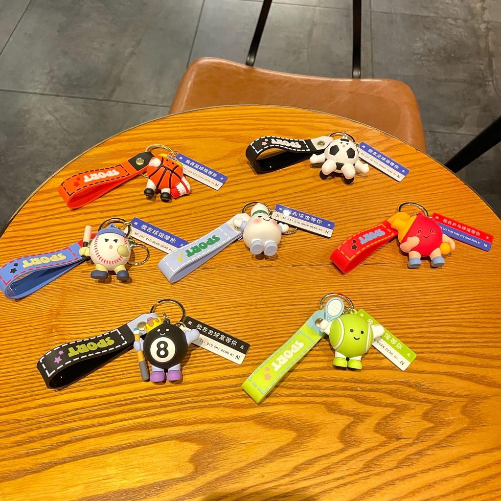 Original Badminton Figurine Keychain Fashionable Fun Cartoon Tennis Pendant Small Gift Football-related Souvenir