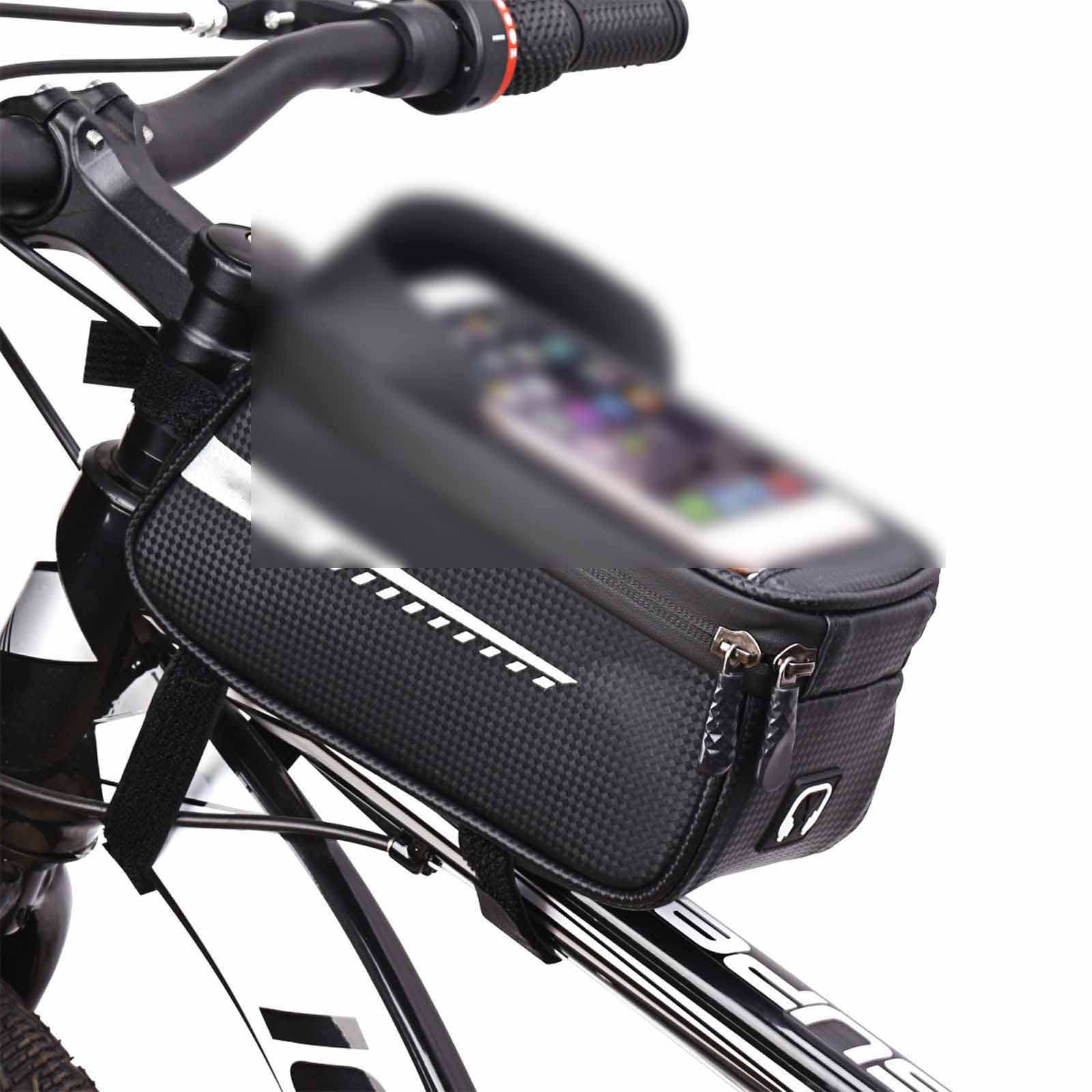 

Front Beam Bike Bag for Mountain & Road Bikes, Phone Holder, Top Tube Saddle Bag for Cycling Equipment One Size чорний