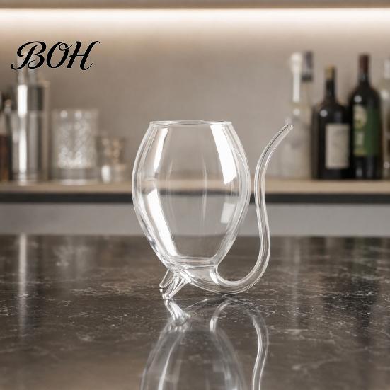 Long Mouth Wine Glass Vampire Shape Glasses, Transparent Cocktail with Drinking Tube, Novelty Smooth Taste Cup for Wine, Champagne, Juice, Home, Bar,