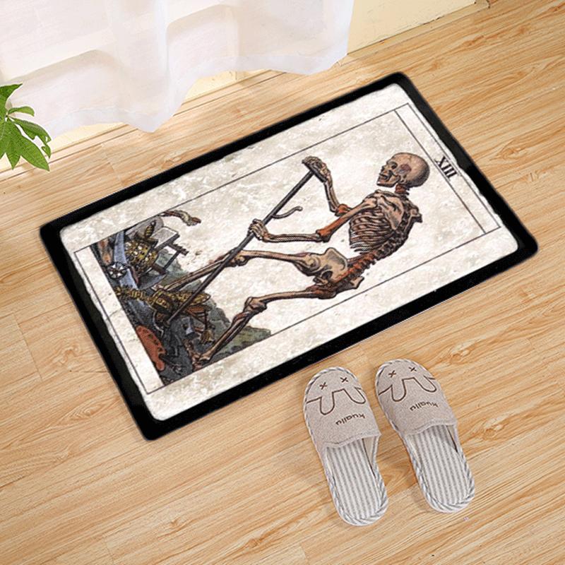 Halloween Tarot Skull Floral Gothic Deer Print Carpet Mat Non-Slip Rug Home Decoration Indoor Door Bathroom Kitchen Floor Mats
