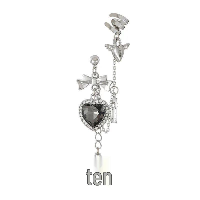 Retro Dark Punk Heart Cross Metal Chain Earrings for Women