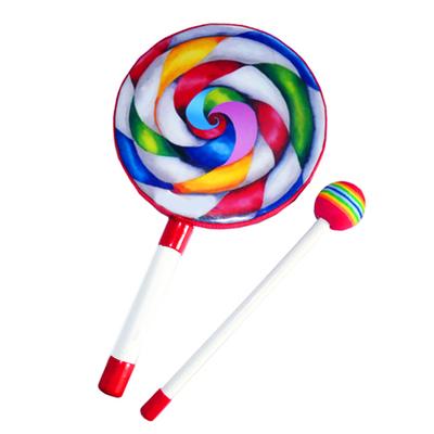 Tamburo a Mano per Bambini Multicolore Arcobaleno Strumento a Percussione Strumento Musicale Educativo Sonoro 6in