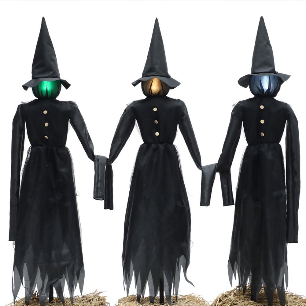 Halloween Holding Hands Witches Pumpkin Witches Light Up Witches With Scary Screaming Voice For Outdoor Decor