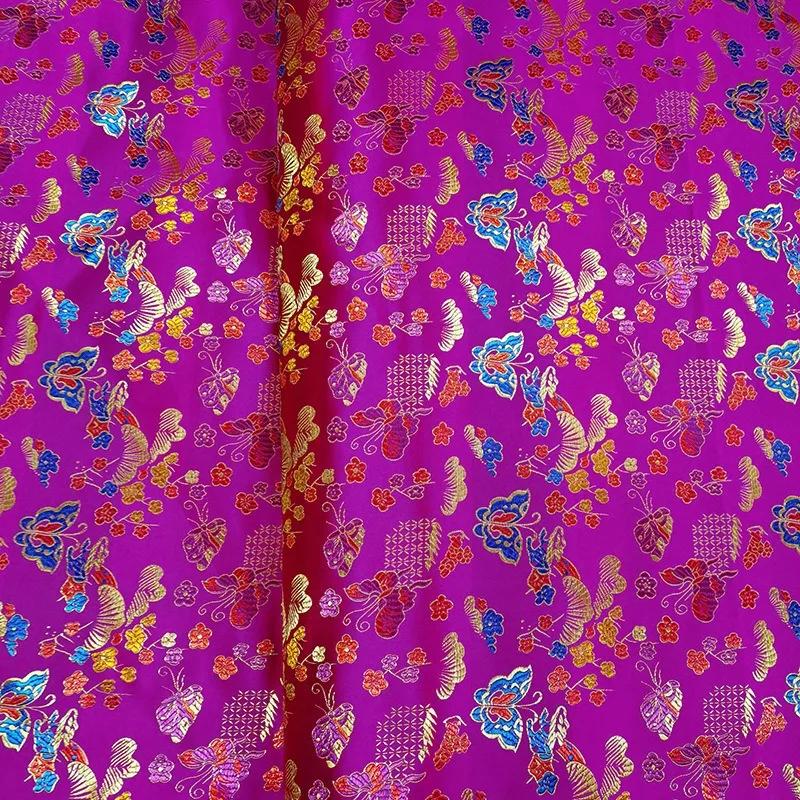Wide 114cm Embossed Jacquard Fabric Butterfly Design Sewing Material Cheongsam Dress Garment Fabric Sold By Meter