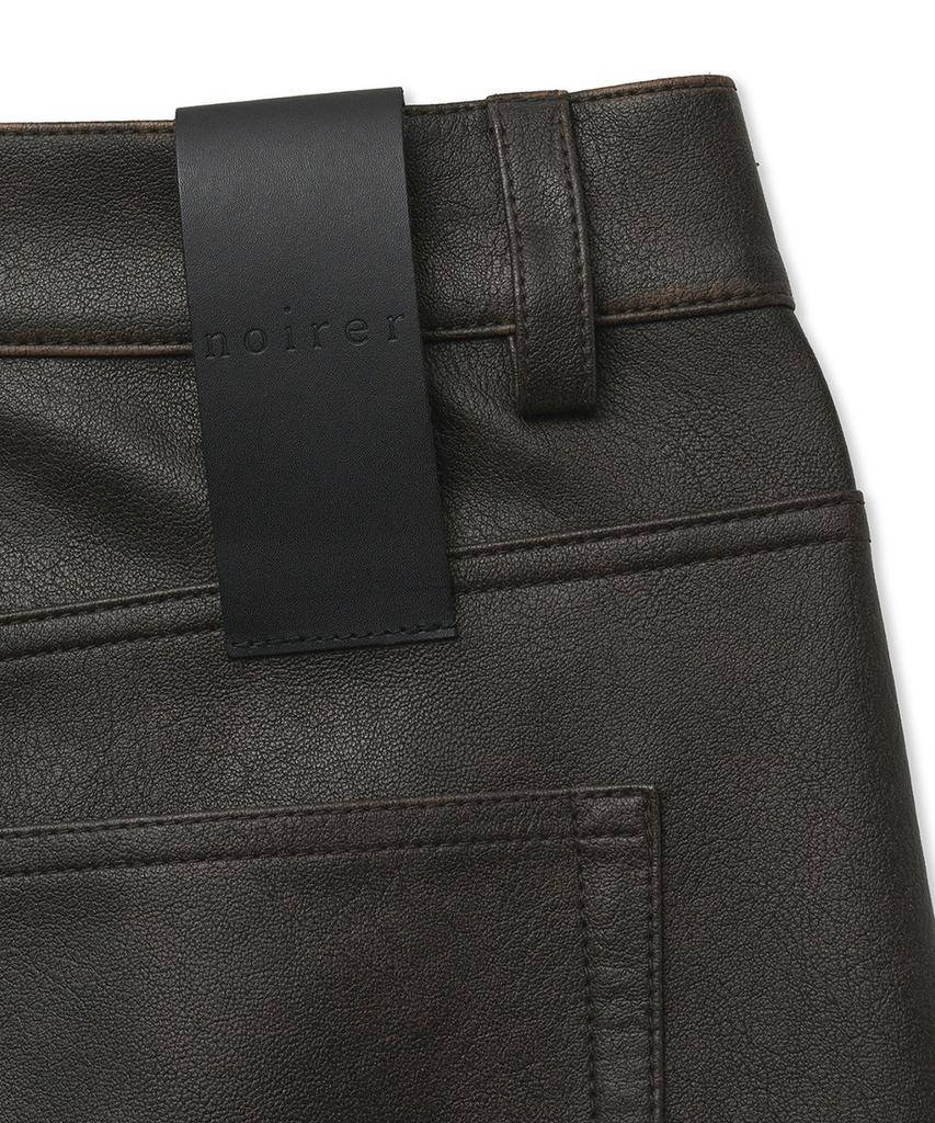 NOIRER Vintage Leather Straight Pants (Brown)