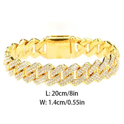 New Hip Hop Shiny Cuban Link Chain Necklace Women Men Silver Color Rhinestone Iced Out Cuban Chain Punk Jewelry Necklace Gift