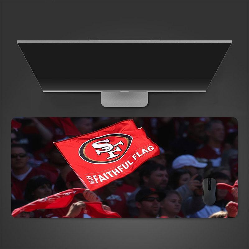 SF 49ers Mouse Pad, Large Gaming Desk Mat, Non-slip XXL Mousepad for Laptop & Tablet, Mini PC Playmat with Stitched Edges