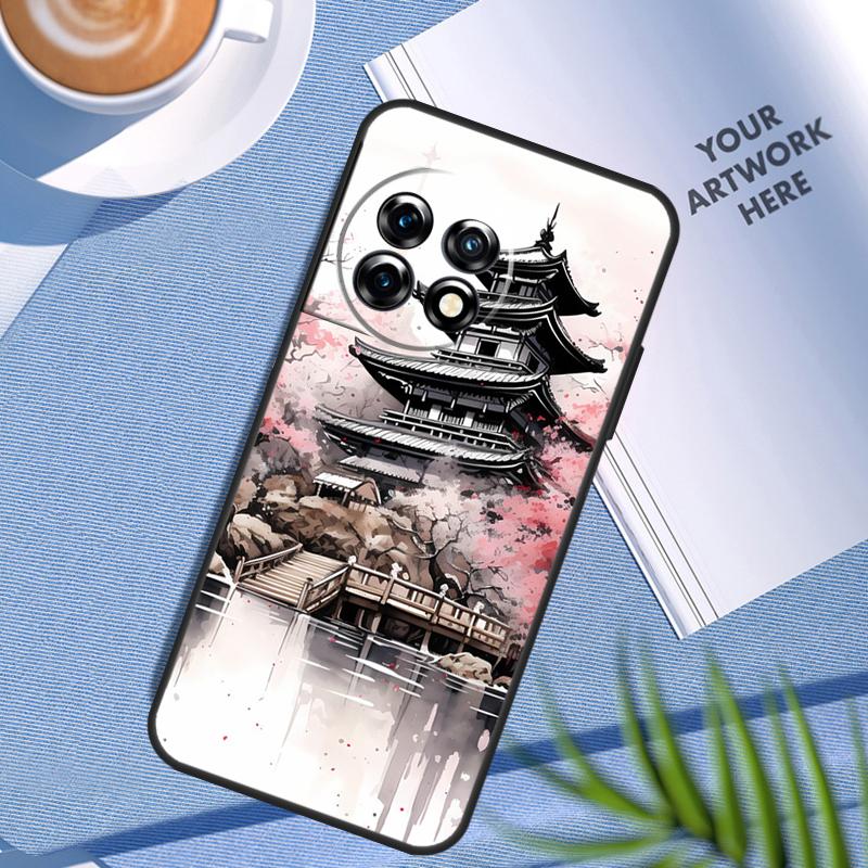 Japanese Art Temple Sakura Case For OnePlus Nord CE 5 3 4 Lite N20 N30 OnePlus 15 13 12 11 8 9 10 Pro 10T 13R 13T Cover