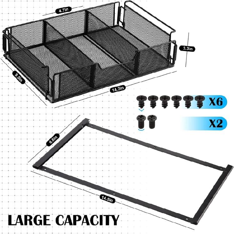 Hidden Desk Organizer Box Screw-on Under Desk Drawer Organizer for Office Home