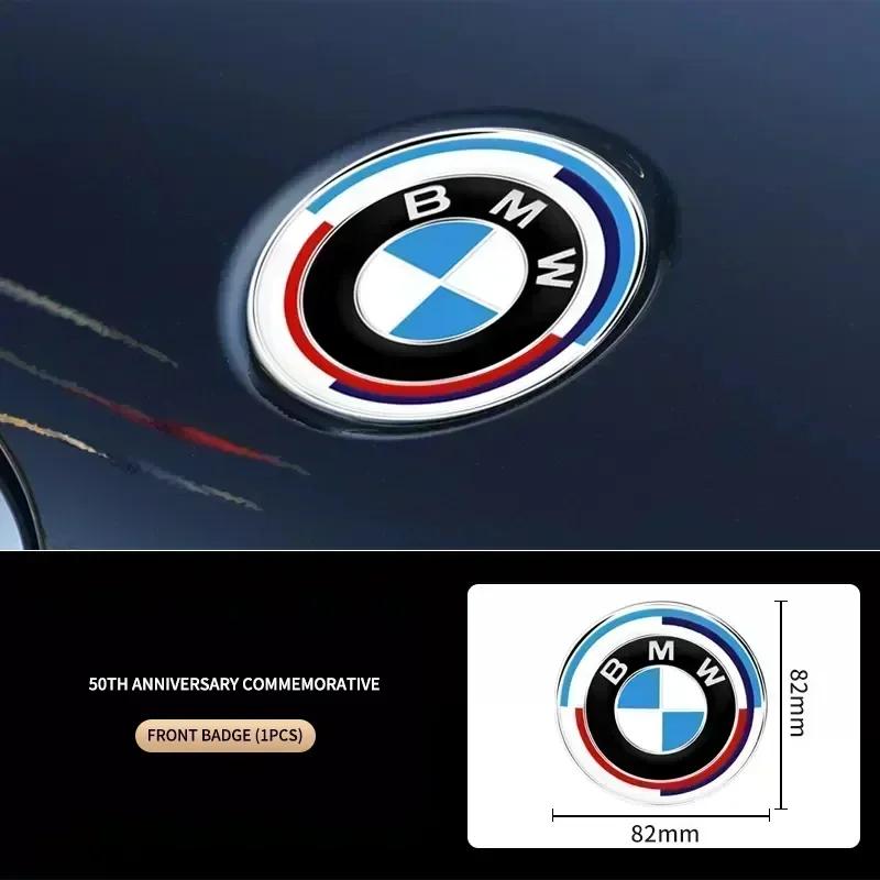New Hots E60 45/56/68/74/82mm 50th Anniversary Edition Badge Front Rear Trunk Logo Sticker For BMW M E46 E39 E38 E90 E60 F10 F3