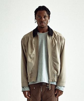 Thevinylhouse Mixed Collar Blouson Jacket Beige