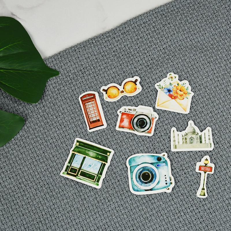 46pcs/box Travel Sticker Diary Adhesive Album Decoration Diy Escolar Stationery Label Stickers Scrapbooking