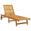 Sun Lounger with Table Solid Acacia Wood