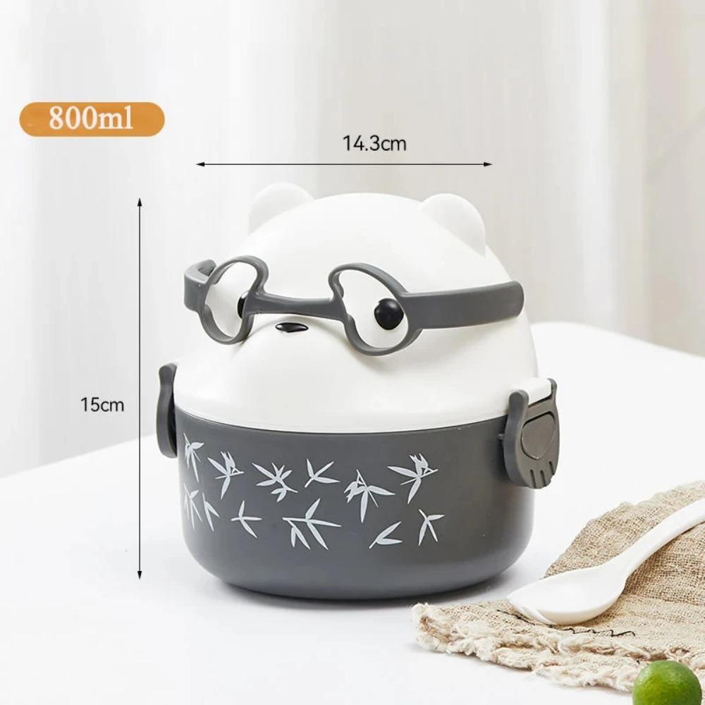 Lunch Box Portable Insulated Lunch Container Set Stackable Bento Cartoon Eyeglass Bear Shape Food Storage Container For Kids