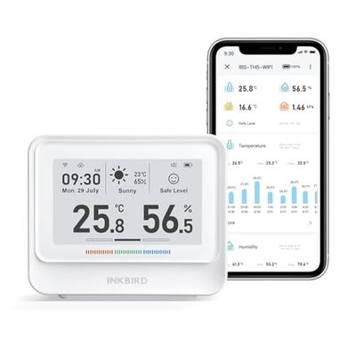 INKBIRD 9-in-1 Wi-Fi Thermometer and Hygrometer, High-Precision Thermometer with 3.71-inch Large E-Paper Screen, Smartphone Remote Monitoring, Weather