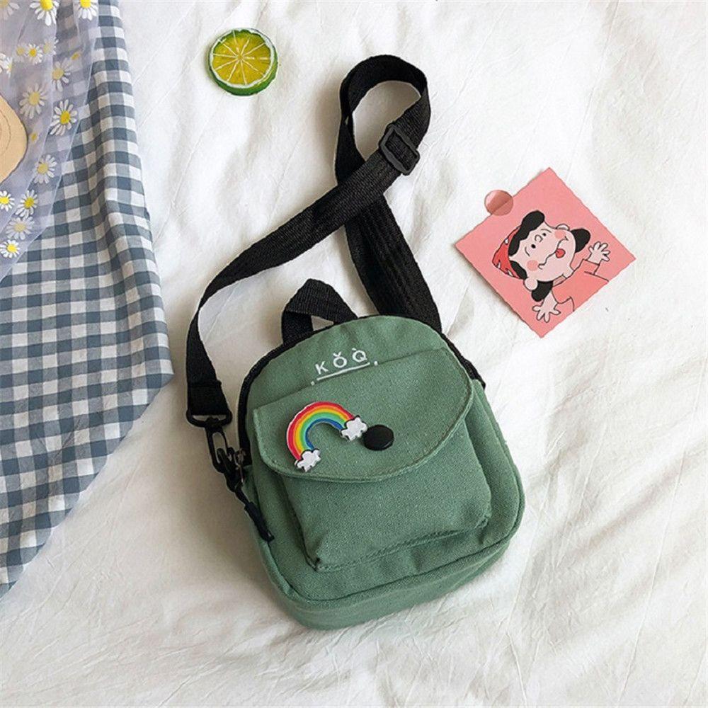 Fashion Women Canvas Printing Star Casual Messenger Bag Korean Mini Student Bag Simple Casual Lady Flap Shoulder Crossbody Bag