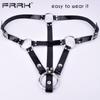 FRRK PU pásový postroj pro hráče BDSM Metal Chastity Cage v různých velikostech Sexy dospělí Intimní produkty Sexuální hračky Bondage