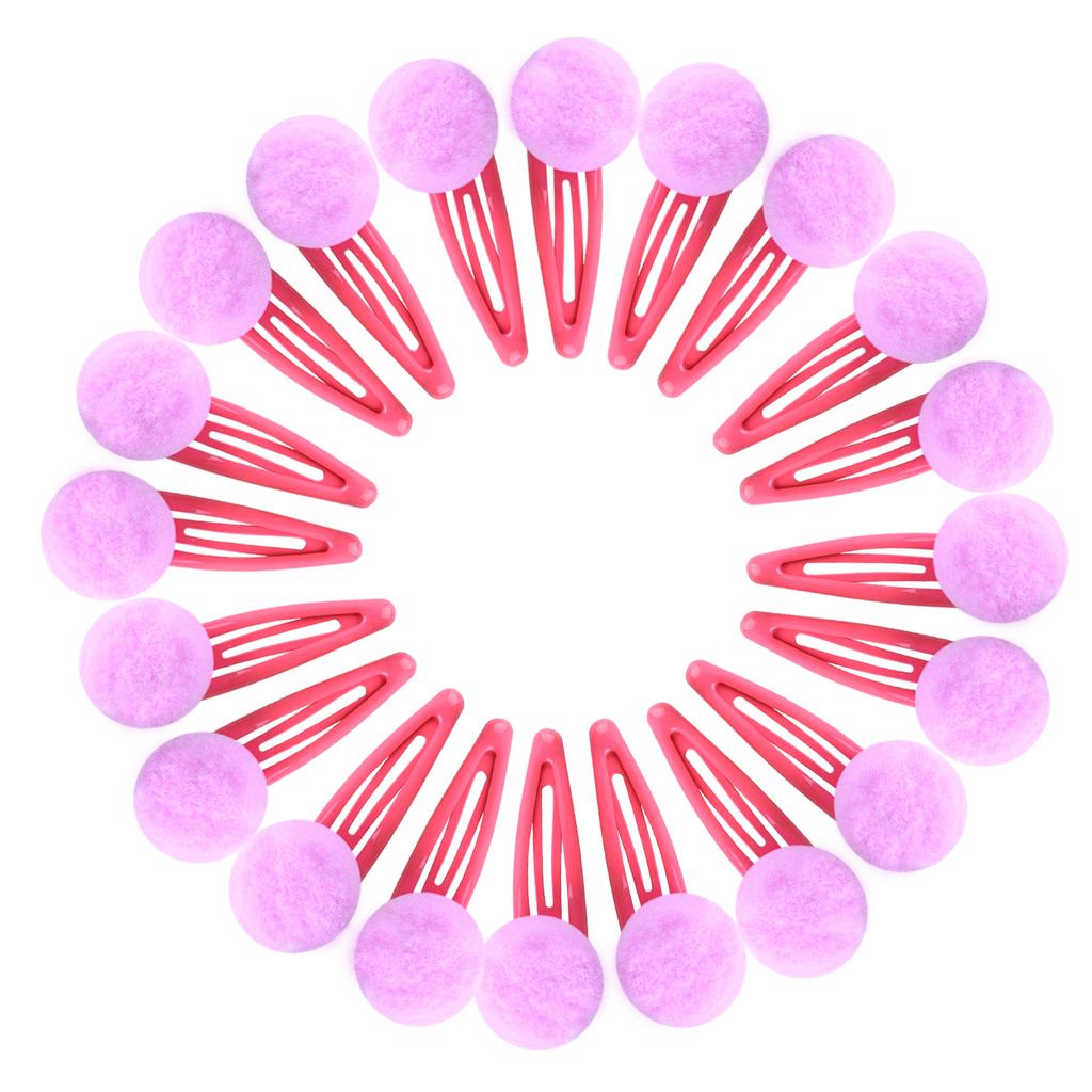 20 Stück Süßigkeiten Bunte Pompon Haarspangen Gefütterte Schnappspangen Kleine Süße Puffige Haarball-Haarspangen Fuzzy Pompoms Haarschmuck Kind