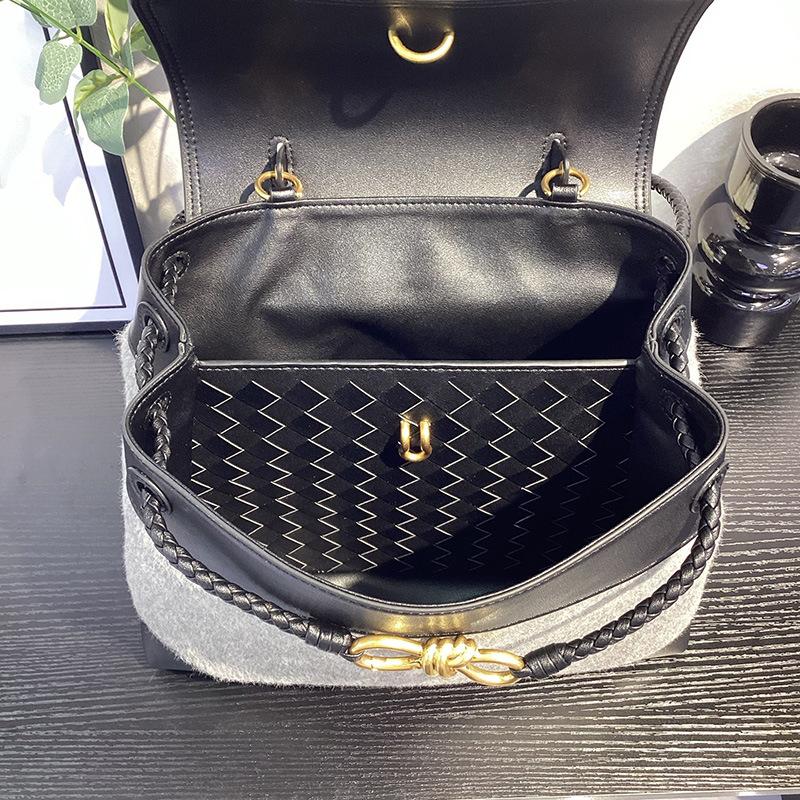 2026 New cashmere handbag genuine leather women's bag butterfly rope tote bag fashionable versatile shoulder bag