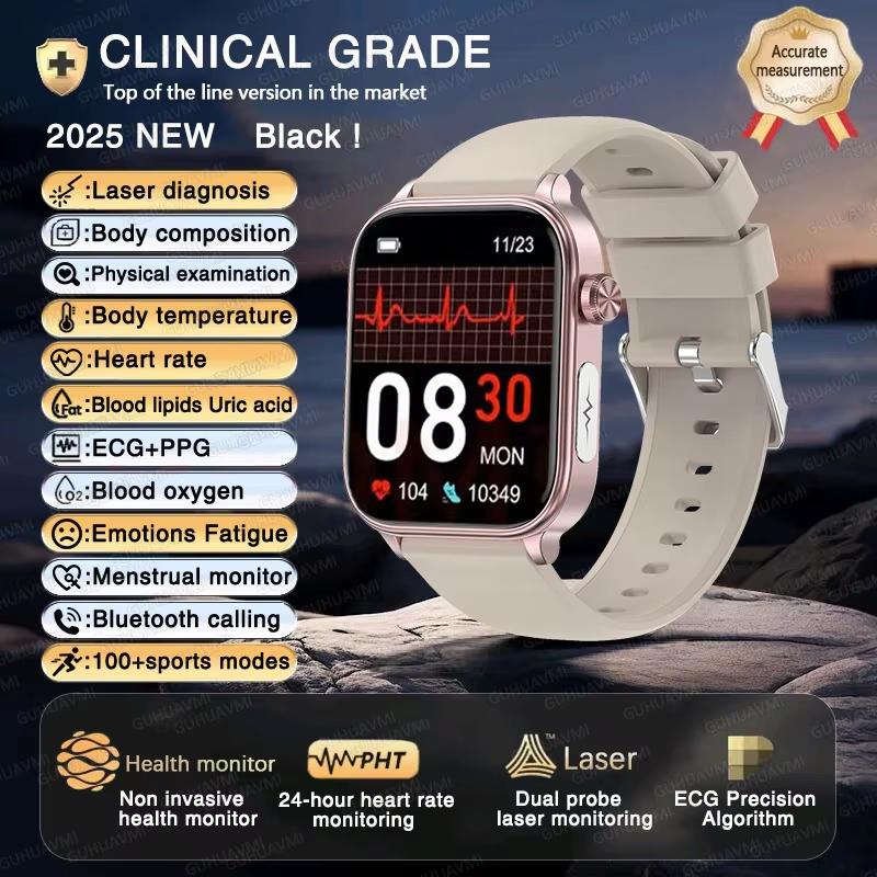 2025 New ECG+PPG AI Health Diagnose Smart Watch Men Women Clock Blood Lipid BP Uric Acid Heart Rate Tracker