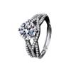 New2Cubic zirconia imitation moissanite ring with adjustable band, light luxury design, for women