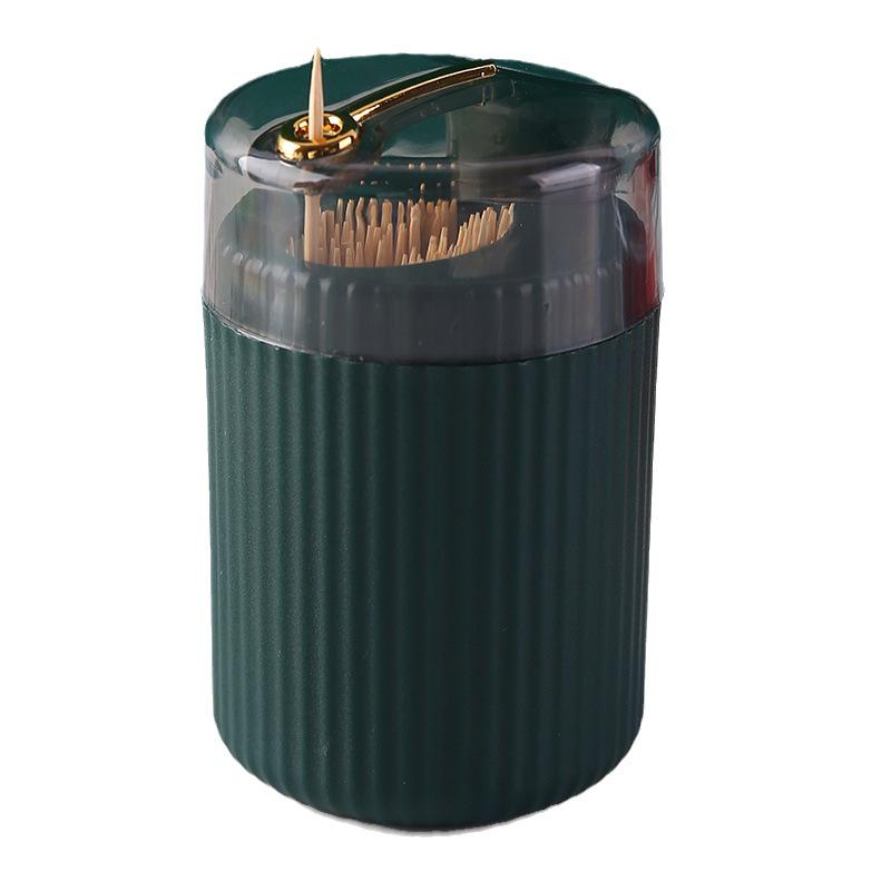 Luxury Style Automatic Pop-up Toothpick Holder for Home Living Room, Round Push-Type Storage Jar, Creative Design.