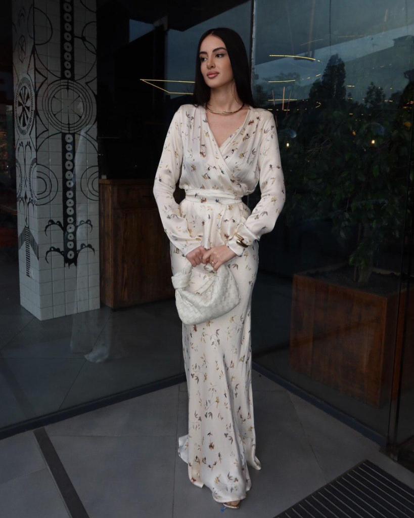 2025 Summer Floral Long-sleeve Tie-up Jacket and Midi Skirt Women's Fashion Set