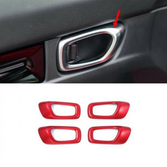 Red 4X Inner Door Handle Bowl Cover Trim For Honda Civic 2022 11th Gen Sedan