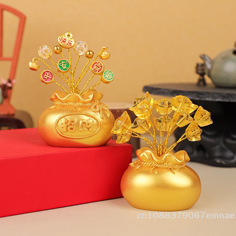 Chinese NewYear Money Tree God Feng Shui Fa Cai Lucky Fortune Miniature Desktop Car Ornament for Home Spring Festival Decoration