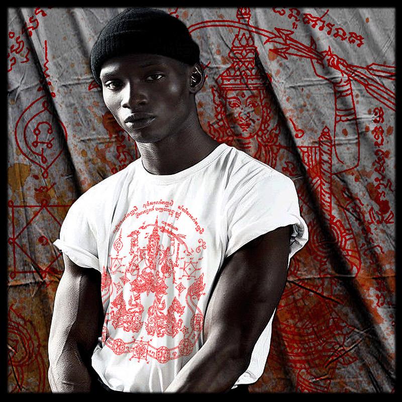 

Muay Thai T-shirt Thai boxing Sak Yant Tattoo Thai Boxer Thailand red deity tee 4XL