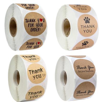 500pcs Thank You For Your Order Kraft Paper Sticker Handmade Packing Seal Label