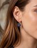 6 Pairs Multicolor Flower Dangle Earrings Set Leverback Birthstone Floral Earrings for Women Stainless Steel Gold Plated